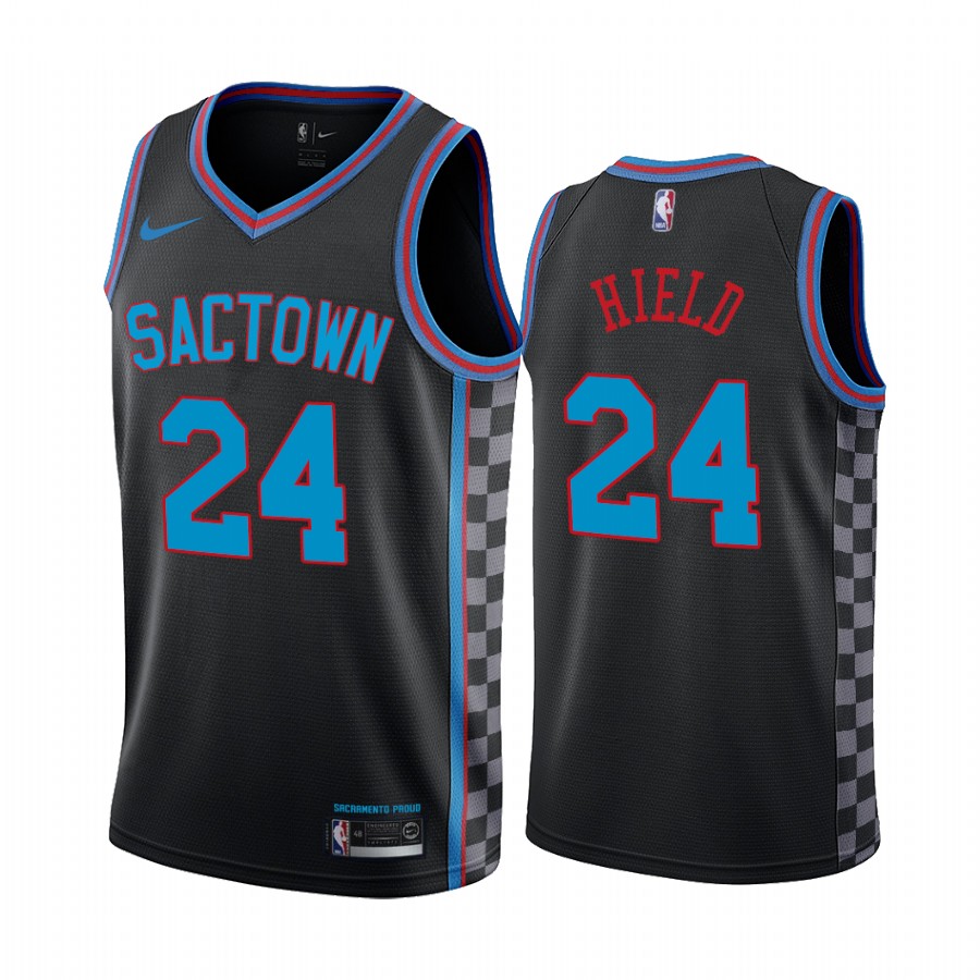 Men's Sacramento Kings Purple #24 Buddy Hield 2020-21 Black NBA City Edition Sactown Stitched Jersey